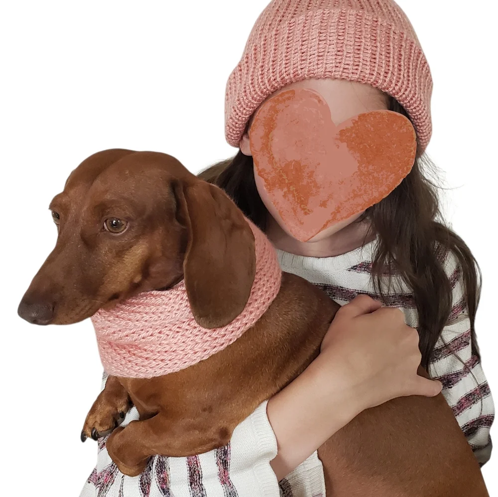 Knit Dog Scarf and Human Hat - Matching Set - Hand Knit Handmade - One Pom